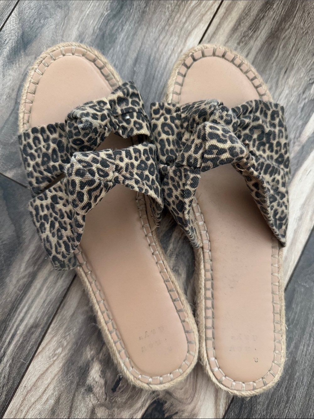 a new day Leopard Print Knot Espadrille Slide Sandals - Tan/Black